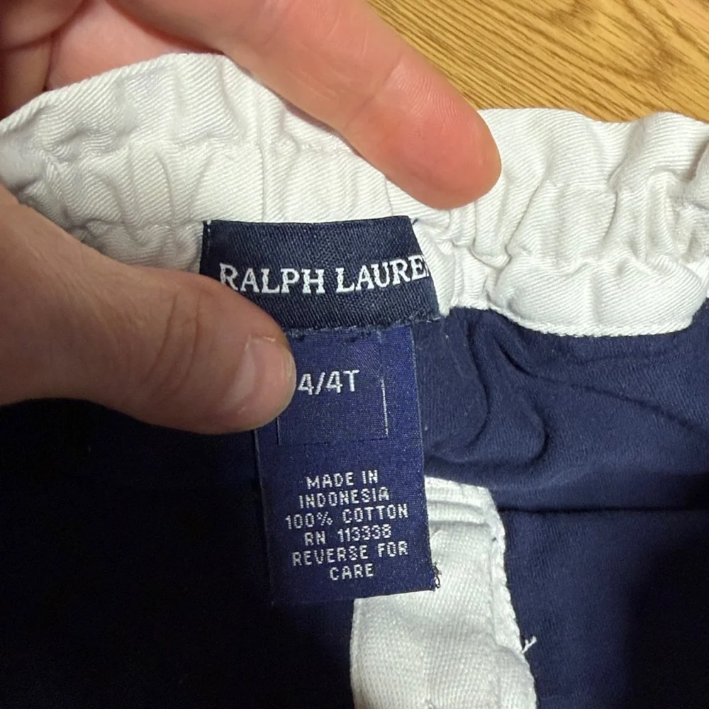 Polo Ralph Lauren Girls Striped Skort 4T Green Navy Logo Ruffle